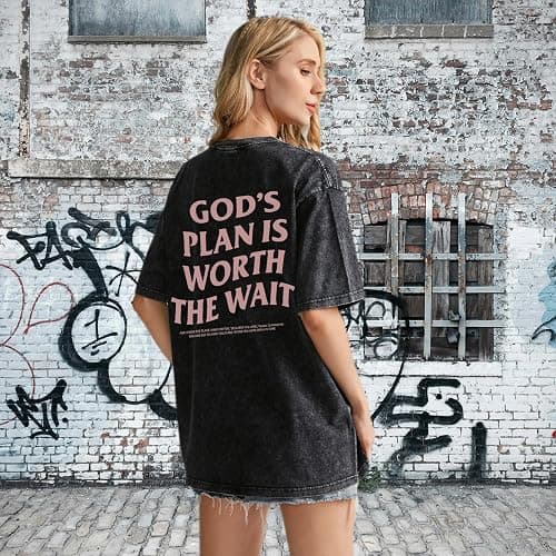 Weetiotio Christian Oversized Shirts for Women God Graphic Tees Shirts Bible Verse Jesus Shirt Religious Acid Wash Tshirts thumbnail 5