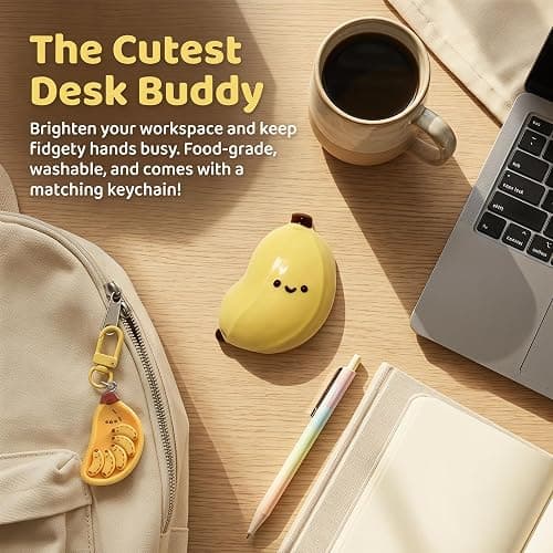 Taba Squishy,Stress Ball, Kawaii Squishies Silica Gel Toys,Stress Relieving Fur Ball OPP Packaging Gifts|Squishy Fidget Toys for Anxiety&Relaxation|Perfect Desk Accessory for Adults (Banana) thumbnail 3