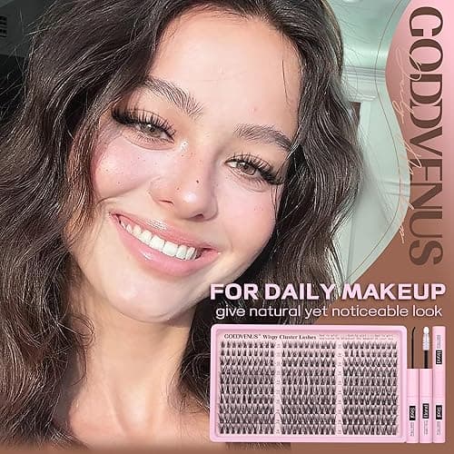 Goddvenus Lash Clusters Kit Wispy Eyelash Clusters Lashes Natural DIY Lash Extension Kit 10-16mm Cluster Eyelash Extensions Kit 300pcs C Curl Individual Lashes Cluster Eyelash (No Tweezers) thumbnail 3