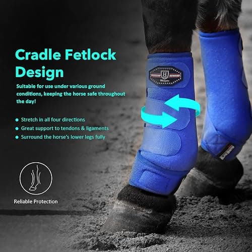 Harrison Howard Horse Sport Medicine Front Shock-Absorbing Boots All-Round Lower Limb Protection & Support Sport Boots Perfect for Endurance Training and Performance Pack of 2 Aquamarine M thumbnail 4