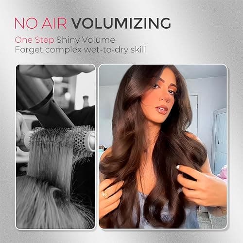 TYMO Thermal Brush Curling Brush - STYLUX 1.7 Inch Blowout Volumizer with Flexi-Fit for Hair Straightening, Heated Round Styler Tool, Hair Straightener and Curler 2 in 1, Dual Voltage, Metallic Gray thumbnail 2