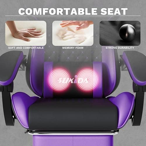 Ergonomic Video Gamer Chairs Gaming Computer Chair Gamer Chairs for Adults Massage Lumbar Support Swivel Height Adjustable Headrest Backrest thumbnail 6
