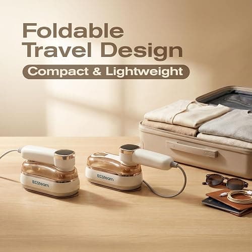 ECSteam Steamer for Clothes & Iron 2 in 1, Portable Clothes Steamer Handheld & Travel Steam Iron for Clothes, 1200W 20s Fast Heat-Up, Foldable Design, 180ml Tank, 23 Min Steam, 120V Wrinkle Remover thumbnail 5