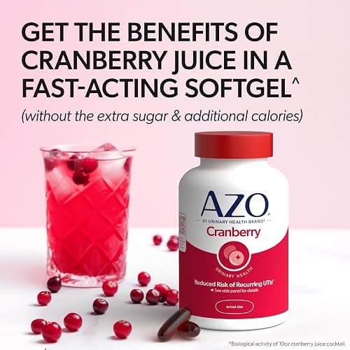 AZO Cranberry Supplement, Made with Concentrated Whole Fruit Cranberry Powder to Help Cleanse and Protect the Urinary Tract*, Sugar Free Cranberry Pills, Non-GMO, 100 Softgels thumbnail 4