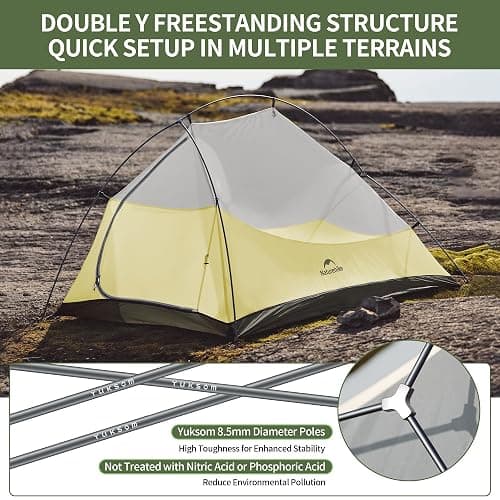 Naturehike Cloud-Up 2 Person Tent Lightweight Backpacking Tent with Footprint - Free Standing Ultralight Camping Hiking Backpack Tents Two Person Tent thumbnail 3