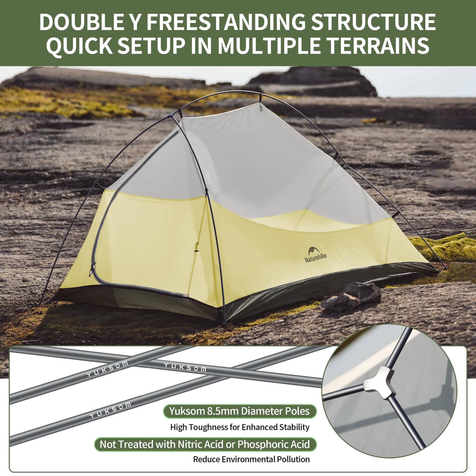 Naturehike Cloud-Up 2 Person Backpacking Camping Tent Lightweight Outdoor Tents for 2 Person Camping thumbnail 8