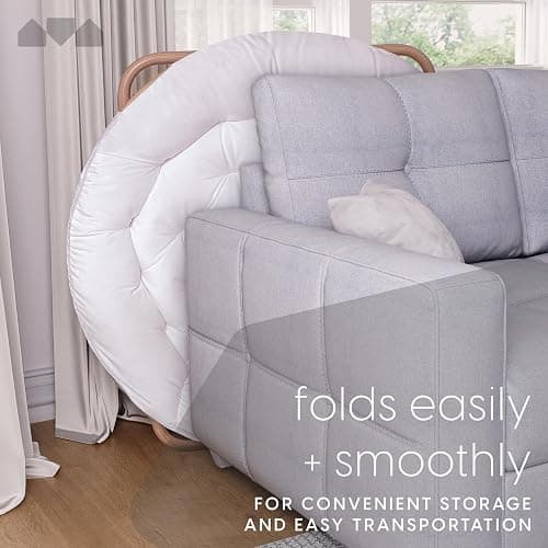 Milliard Cozy Chair/Velour Saucer Accent Chair for Bedroom/X-Large (White/Wood-Tone) thumbnail 6