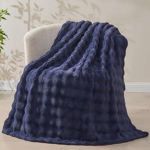 NEWCOSPLAY Throw Blanket for Couch Dark Navy Super Soft Flannel Fleece 3D Bubble Lightweight Bed Blanket All Season Use (Dark Navy, Throw(50"x60")) thumbnail 8
