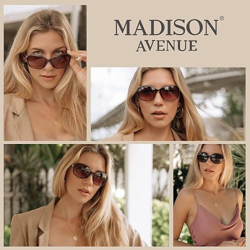Madison Avenue 2 Pack Classic Vintage Sunglasses for Women, Fashion Sun Glasses with UV400 Protection thumbnail 2