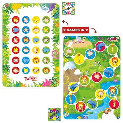 Hasbro Gaming Twister Junior Game, Animal Adventure 2-Sided Mat, 2 Games in 1, Party Game for Kids Ages 3 and Up, Indoor Game for 2-4 Players - Multicoloured thumbnail 3