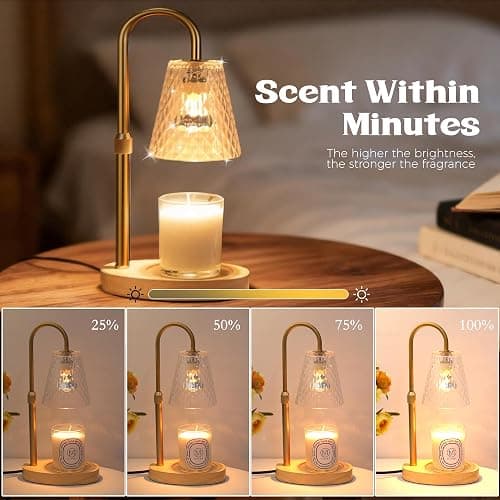 Candle Warmer Lamp with Timer - Adjustable Height, Electric Wax Melter in Gold for Cozy Aesthetic Home Decor, Gift for Women, Sister, Friend, Birthday, Housewarming thumbnail 5