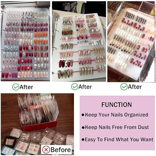 GUXACU Large Press On Nail Organizer 10 PCS Clear Empty Press On Nail Storage Press On Nail Packaging for Fake Nail Storage Nail Display Nail Salon Press On Nail Supplies Organizer with Nail Tape thumbnail 6