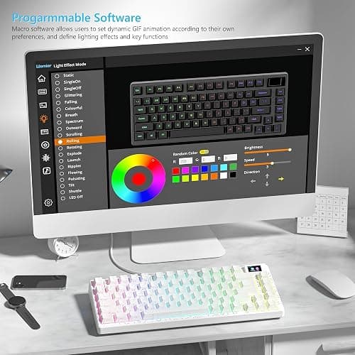 Womier SK80 75% Percent Keyboard with Color Multimedia Display Mechanical Gaming Keyboard Topographic, Hot Swappable Gasket Mount RGB Creamy Key Board Pre-lubed POM Switch for Mac/Win,White thumbnail 4