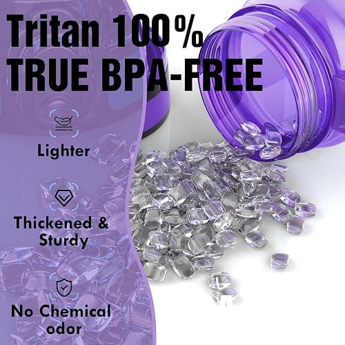 OLDLEY Water Bottle, 32oz Motivational Sports Water Bottle with Time Marker - Times to Drink - Tritan, BPA Free, Wide Mouth Leakproof,Deep Purple thumbnail 3