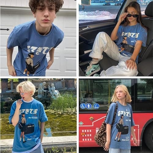 Aelfric Eden Mens Oversized Graphic Tee Summer Unisex Hipster Printed Casual Harajuku Top Tshirt thumbnail 2