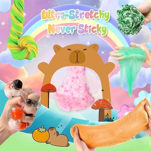 Joytry Capybara Slime Kit, 20oz Total, Slime Sensory Stress Relief Kit Includes 6 Different Texture Slimes, Glow in The Dark Slime with Cute Add-ins, ASMR, Perfect Slime Kit for Girls Ages 8-12 thumbnail 5