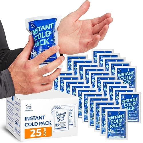 25 Pack Instant Ice Cold Pack (6” x 4.5”) - Disposable Instant Ice Packs for Injuries | Cold Compress Ice Pack for Pain Relief - Image 1