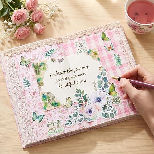 24 Sheets Pink Scrapbook Paper 12''x12'' Double-Sided Floral | Cardstock Lace Borders, Flower Stickers, Decorative Decoupage Paper Bundle for Journal, DIY Card Making Crafts thumbnail 9