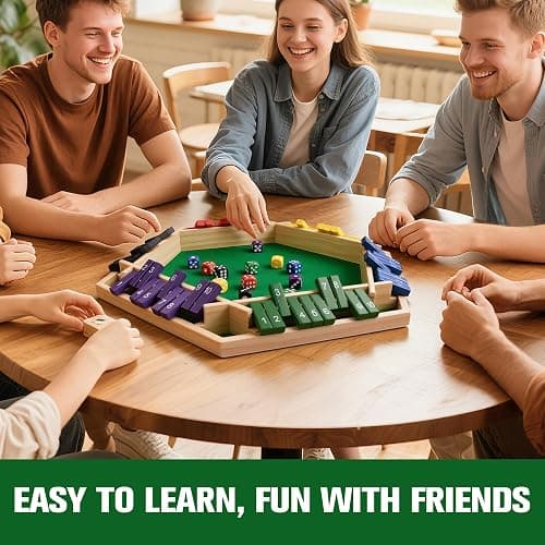 Havnidy Shut The Box Game 6 Player Wooden Table Games,Classic Dice Games,Travel Game,Wooden Math Traditional Pub Board Dice Game, Great Family Board Games Holiday Fun Game thumbnail 7