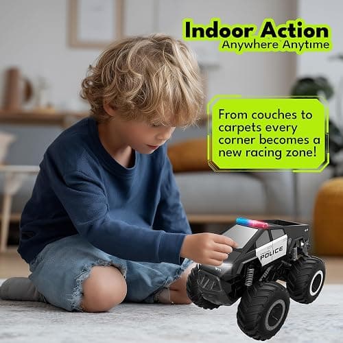 GoBang 1:16 Amphibious Cyber Police Car Monster Truck Toys Remote Control Car Waterproof Rc Cars 4WD All Terrain Off-Road Trucks for 6 7 8 9 10 11 12 Year Old Boys Girls Gifts Presents thumbnail 7