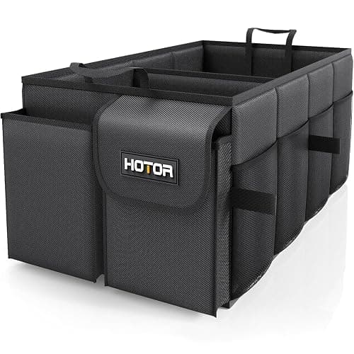 HOTOR Trunk Organizer - Car Organizer, Foldable Trunk organizer for SUVs & Sedans, Sturdy Car Organization for Car Accessories, Tools, Sundries, Black, 2 Compartments, 21.3"×12.6"×10.6" - Medium - Black thumbnail 2