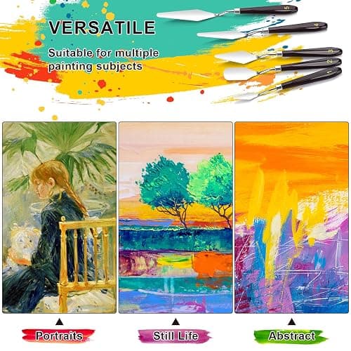 5 Piece Palette knifes Painting Knife Set Supplies for Oil, Acrylic Paint,Cake Decorating,Stainless Steel Pallet Knife Paint Knife Art Spatula for Various Types of Painting,ColorMixing,Smearing thumbnail 4