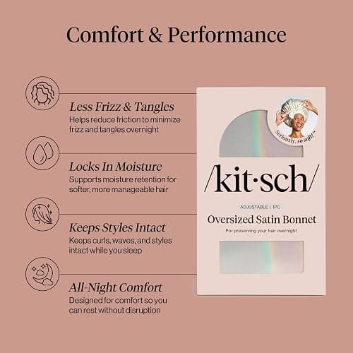 Kitsch XL Satin Bonnet for Sleeping - Aura | Softer Than Silk Bonnet For Sleeping Women - Secure Fit, Adjustable & Prevents Breakage Hair Bonnet For Sleeping thumbnail 3