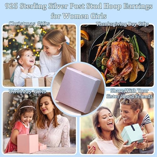 YADOCA 𝟵𝟮𝟱 𝗦𝘁𝗲𝗿𝗹𝗶𝗻𝗴 𝗦𝗶𝗹𝘃𝗲𝗿 Earrings for Girls Women - Hypoallergenic Cute Kids Toddler Earrings - Cubic Zirconia Earrings Studs Hoop Set for Sensitive Ears thumbnail 6