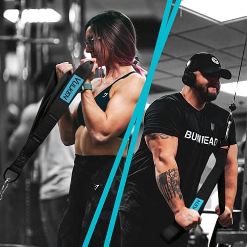 Vulken Tricep Rope Cable Attachment. Two Size in One Extra Long Pull Down Rope. Triceps Extension Straps Gym Equipment. Home Workout Handles for Resistance Bands. thumbnail 2