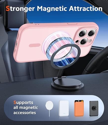 FNTCASE for iPhone 15 Pro Case: Matte Magnetic Phone Cases with Screen Protector Compatible with Magsafe Slim Anti Yellowing Rugged Shockproof Protective Translucent Cell Phone Cover (C-Pink) thumbnail 4