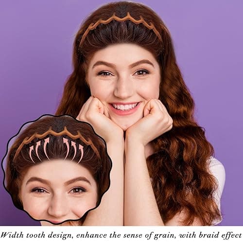 Duufin 12 Pieces Plastic Zig Zag Headbands with Teeth Sharks Tooth Headband Wave Comb Non Slip Headband Colorful Teeth Headbands for Girls and Women thumbnail 4