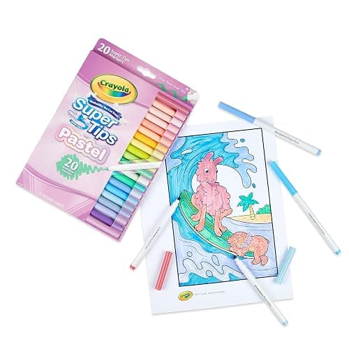 CRAYOLA Pastel - Super Tips, Feutres Lavables Pointe Moyenne, Pack de 20 Pièces, pour l'École et le temps Libre, Couleurs Pastel, 58-7517 thumbnail 3