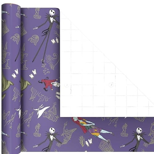 Hallmark Nightmare Before Christmas Wrapping Paper Mini Rolls, 3-Pack (Jack Skellington, Sally, Zero on Pink, Purple, Black) for Birthdays, Valentine's Day, Halloween, Any Occasion - 45 Sq. Ft. Total thumbnail 6