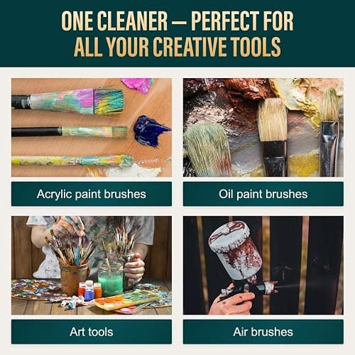 Bristle Magic Oil Paint Brush Cleaner and Restorer - Paintbrush Cleaner for Acrylic, Oil, and Glass Paints-Biodegradable, Non-Toxic, Odorless, Eco-Friendly, Quick-Clean Formula Paint Remover (8 Fl Oz) thumbnail 7