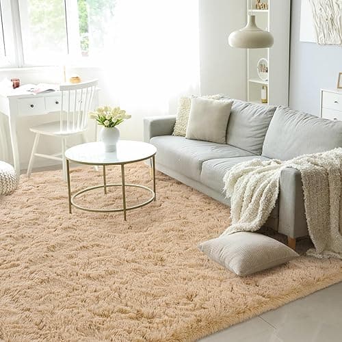 BENRON Soft Area Rugs for Living Room Bedroom Washable, Fluffy Rugs for Kids Children Girls Boys Room Decor, 3x5 Throw Rug for Nursery Kitchen Dining Table, Indoor Floor Carpets, Light Tan thumbnail 3