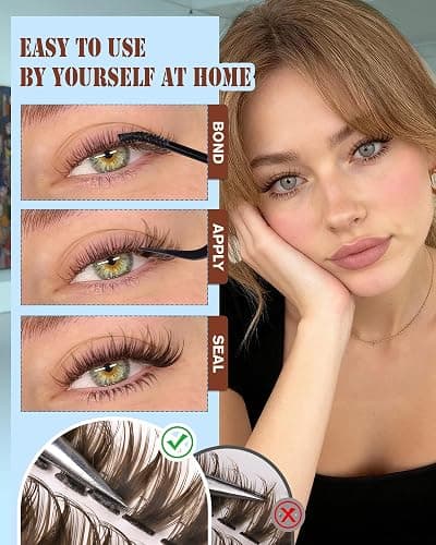 Brown Lash Clusters With Bottom Eyelash Clusters Natural Look Cluster Eyelash Extensions 300Pcs Dark Brown Wispy Lash Clusters D-Curly Individual Lashes 10-16MM by Zegaine thumbnail 7