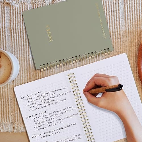 Aesthetic Spiral Notebook Set of 2 For Women and Men - College Ruled A5 | Cute 8x6 Bible Study Journal with Pockets and Lined Pages - The Perfect Supplies to Stay Organized at Work or School thumbnail 8