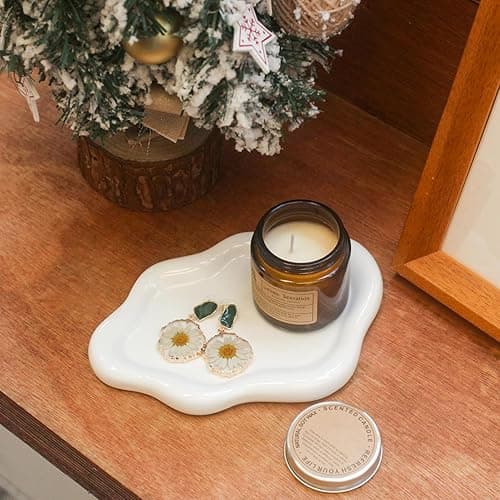 CCINPPY Ceramic Jewelry Tray Trinket Dish, Decorative Cloud Vanity Key Tray for Women, Ring Holder Dish, Cute Jewelry Plate Bowl Room Decor Aesthetic, White, Medium thumbnail 7