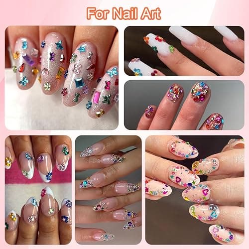 Canvalite 7000Pcs Flat Back Rhinestones Kit – Colorful Face Gems & Nail Art Rhinestones with Multi Shape Crystal Gems (Heart Star), Quick Dry Makeup Glue, Wax Pen, Tweezers for Face Nail Craft thumbnail 7