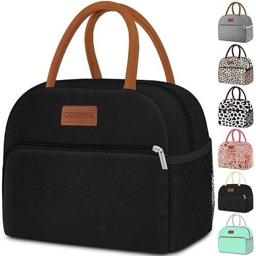Coobiiya Lunch Box Lunch Bag for Women Men,Reusable Cute Lunch Pail bag,Leakproof,Insulated LunchBox Tote Compact 10L, Cooler Lunch Container for Work Travel Office (Black) - Image 1