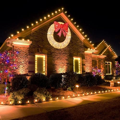 Lighted Christmas Wreaths, 48’’ Handmade Classic Christmas Wreaths with 50 Red and 120 Warm White LED Lights for The Outdoor Christmas Decoration-Golden - Golden thumbnail 8