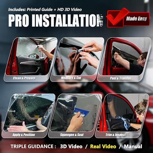 Vepagoo Ceramic Car Window Tint Film 50% VLT, 40" x25FT | Daytime privacy, no signal interference, 99% UV block, scratch-resistant, DIY side/rear windows. thumbnail 9