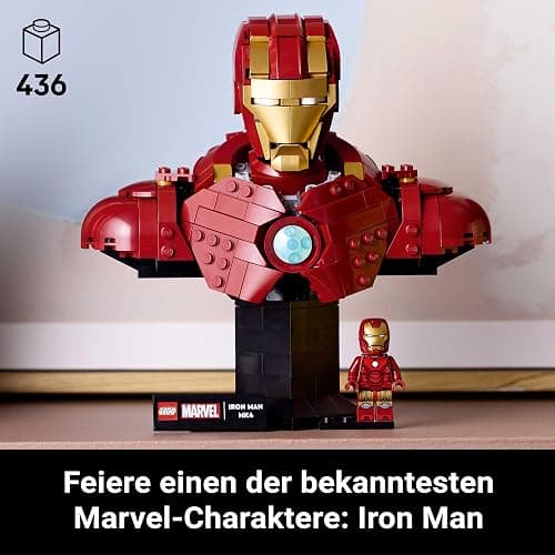 LEGO ǀ Marvel Iron Man MK4 Büste - Modellbau für Erwachsene - inkl. Tony Stark Minifigur sowie Schulterkanonen & drehbarem Kopf - Sammlerstück & Avengers Geschenk für Fans - 76327 thumbnail 4