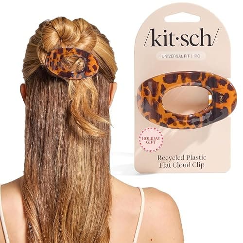 Kitsch Medium Flat Claw Clips for Women - Stylish Flat Hair Clips, Strong Hold for Thick & Fine Hair | Non-Slip for Secure, Comfortable All-Day Wear | Ideal Gifts for Women - Tortoise Design - Image 1