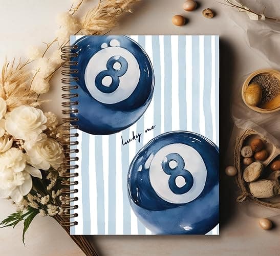 KDHTY Navy Blue Preppy Y2K Spiral Notebook,Preppy Luck 8 Ball Aesthetic Hardcover Notebook for Teen Girls Student Teacher Office School Supplies,Girly Notebook for Teens Girls Back to School,5.5x8.3 thumbnail 2