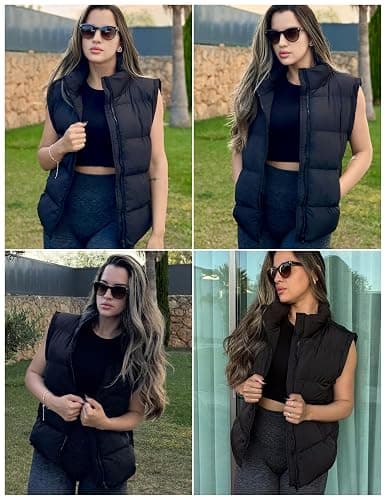 Zeagoo Puffer Vest Women Sleeveless Lightweight Quilted Jacket Stand Collar Zip Up Down with Pockets Winter Outerwear 2025 thumbnail 3
