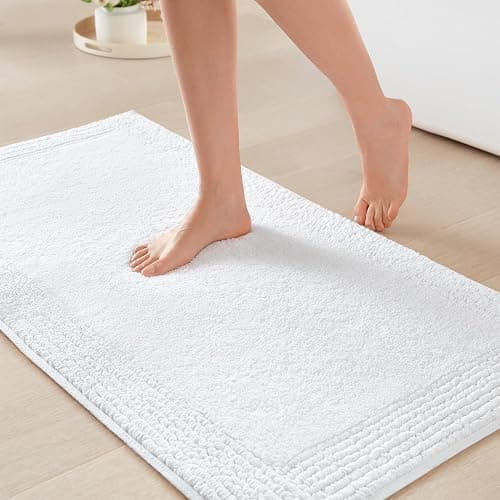 Madison Park Splendor Reversible 100% Cotton Tufted Bathroom Rug-3000 GSM Hotel Quality Luxurious Plush Medium Pile Bath Mat Absorbent, Quick Dry, Shower Room Décor, 21x34, White - Image 1