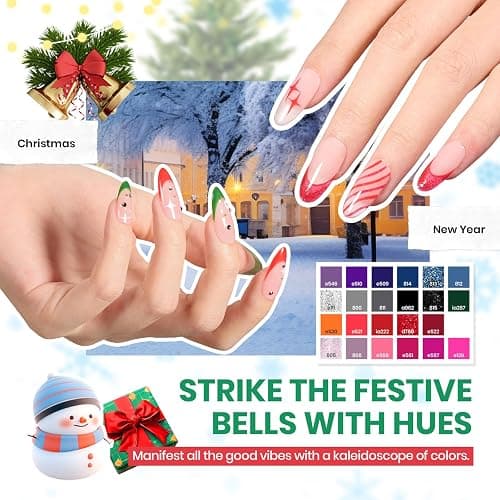 Beetles Winter Gel Nail Polish Set, 70 PCS 60 Colors Red Green Pink Brown Blue Nude Glitter Gel Nail Polish Kit with Base Top Coat for Beginners UV LED Needed DIY Salon Christmas Gifts for Women thumbnail 3