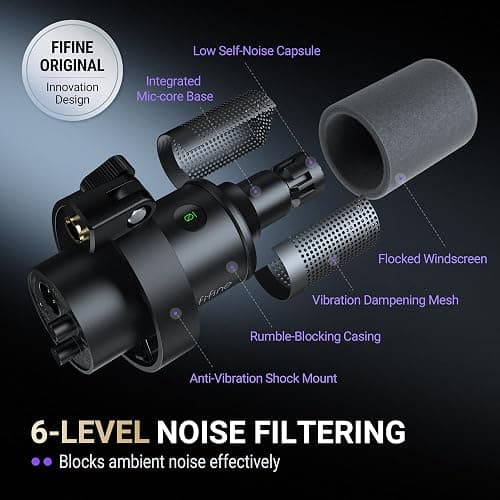 FIFINE K688 Podcast Microphone Kit, USB/XLR Dynamic Microphone with Boom Arm for PC/XLR Mixer, Gaming Mic with Mute Button, Headphone Jack for Vocal, Voice-Over, Streaming, Music Recording -K688CT thumbnail 8