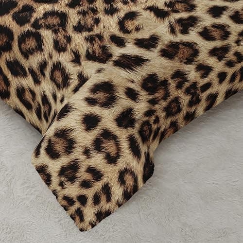 QOOMO 3Pcs Leopard Print Comforter Set Full,Cheetah Bedding Set for Teens Boys Girls,Brown Leopard Printed Comforter with 2 Pillowcases,Down Alternative,Soft and Lightweight thumbnail 6